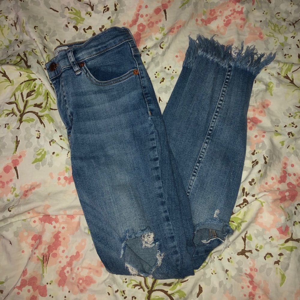 Free People Frayed Skinny Jeans